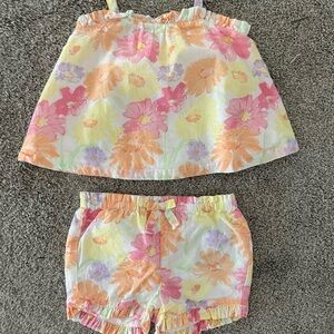 NEW Janie and Jack Floral Baby Girl Matching Set - Pink, Orange, Yellow